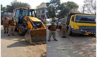 बिना कागजात के सात वाहनों के खिलाफ पुलिस ने की कार्यवाही जेसबी समेत सभी वाहन सीज