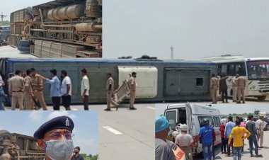 यमुना एक्सप्रेस-वे पर 150 मजदूरों से भरी डबल डेकर बस पलटी, 60 घायल