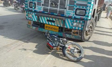 मीरजापुर: ट्रक की चपेट में आने से बाइक सवार युवक की मौत