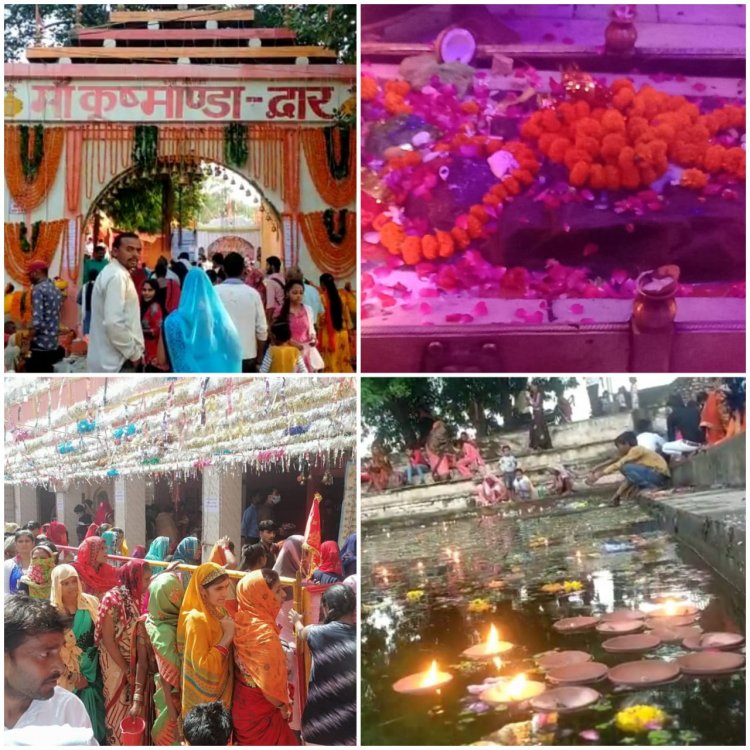 कानपुर : शारदीय नवरात्र में मां कुष्माण्डा देवी के दर्शन को उमड़ी भक्तों की भीड़