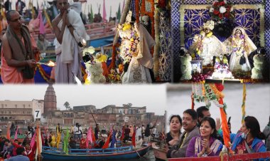 दिव्य पुष्पों से सुसज्जित श्रीश्री राधा वृन्दावन चंद्र की नाव ने किया भक्तों को मंत्रमुग्ध