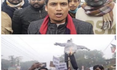 प्रधानमंत्री की सुरक्षा चूक को लेकर फूंका गया पंजाब के मुख्यमंत्री का पुतला