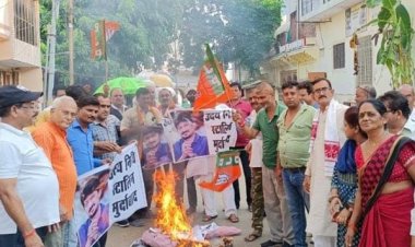 सनातन धर्म पर अभद्र टिप्पणी किए जाने पर भाजपा कार्यकर्ताओं ने स्टालिन का पुतला जलाकर विरोध जताया