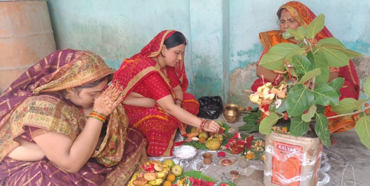 वट अमावस्या पर सुहागिनों ने अपने पति की दीर्घायु के लिए की वट वृक्ष पूजा