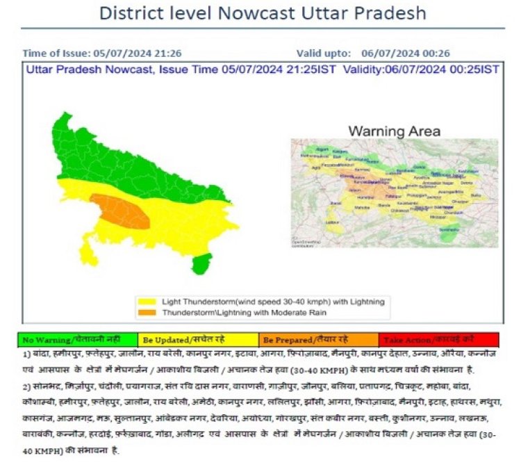 उप्र की राजधानी समेत 49 जनपदों में गरज,चमक तेज हवाओं के साथ बारिश की चेतावनी