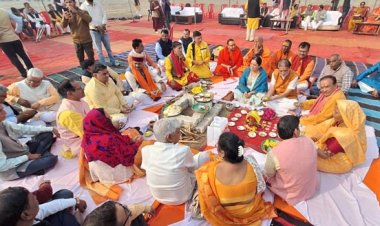 संगमनगरी में संगम तट पर ‘नेत्र कुम्भ’ शिविर का हुआ भूमि पूजन