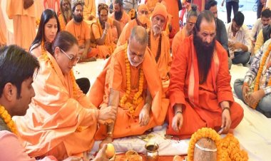 महाकुंभ मेले में अर्जी वाले हनुमान 81 फीट उज्जैन कैंप का हुआ भूमिपूजन