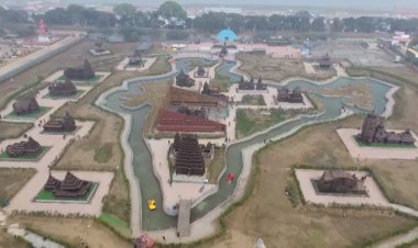 प्रयागराज के अरैल गंगा घाट के पास बना अद्भुत आध्यात्मिक शिवालय पार्क, भारत के नक्शे के अंदर 12 ज्योतिर्लिंगों की प्रतिकृति