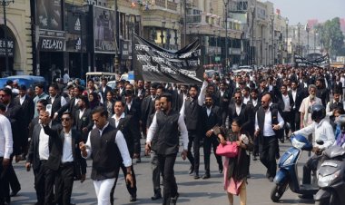 लखनऊ बार एसोसिएशन का एडवोकेट एक्ट संशोधन बिल 2025 के विरोध में प्रदर्शन