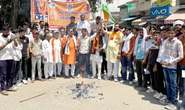 जींद में विहिप व बजरंग दल कार्यकर्ताओं ने फूंका आतंक का पुतला