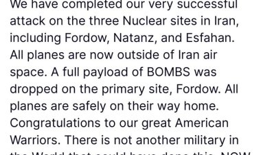 इजराइल-ईरान संघर्ष में अमेरिका की सीधी सैन्य भागीदारी: ट्रंप ने ईरानी परमाणु केंद्रों पर हमले की पुष्टि की, शांति स्थापित करने की मांग