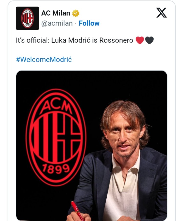 लुका मोड्रिक एसी मिलान से जुड़े, एक साल का किया करार