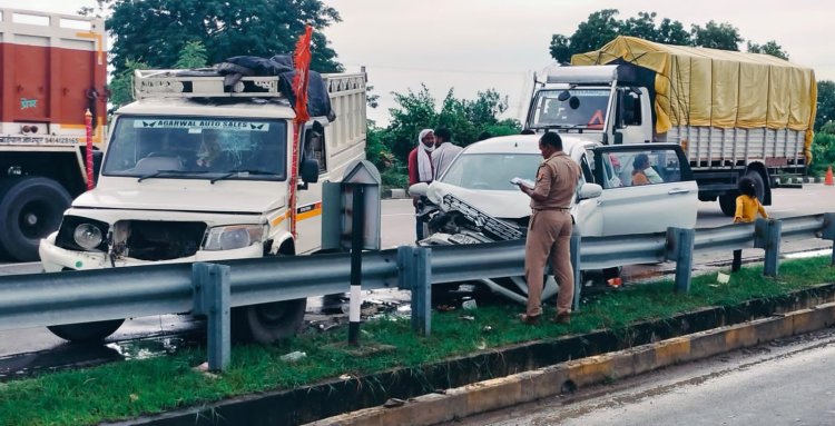 मिर्जामुराद: रूपापुर नेशनल हाईवे पर सड़क हादसा, एक बच्चे सहित आठ दर्शनार्थी घायल