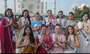 मिस टीन अर्थ 2025 में सेलेक्ट 11 देशों की सुंदरियों ने किया ताजमहल का दीदार