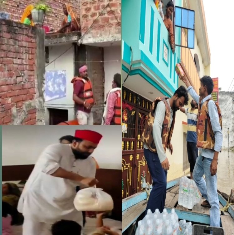 बाढ़ पीड़ित परिवारों तक राशन- खाद्य सामग्री पहुंचा रहे समाजवादी पार्टी, भाजपा, समाजसेवी कार्यकर्ता