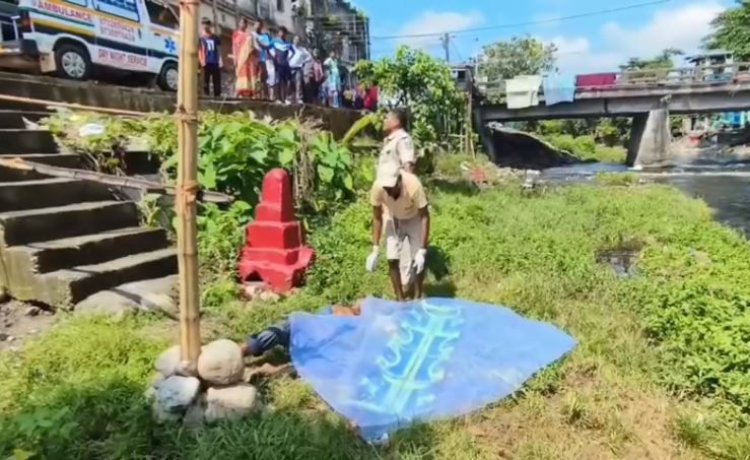 नदी किनारे से अज्ञात व्यक्ति का शव बरामद