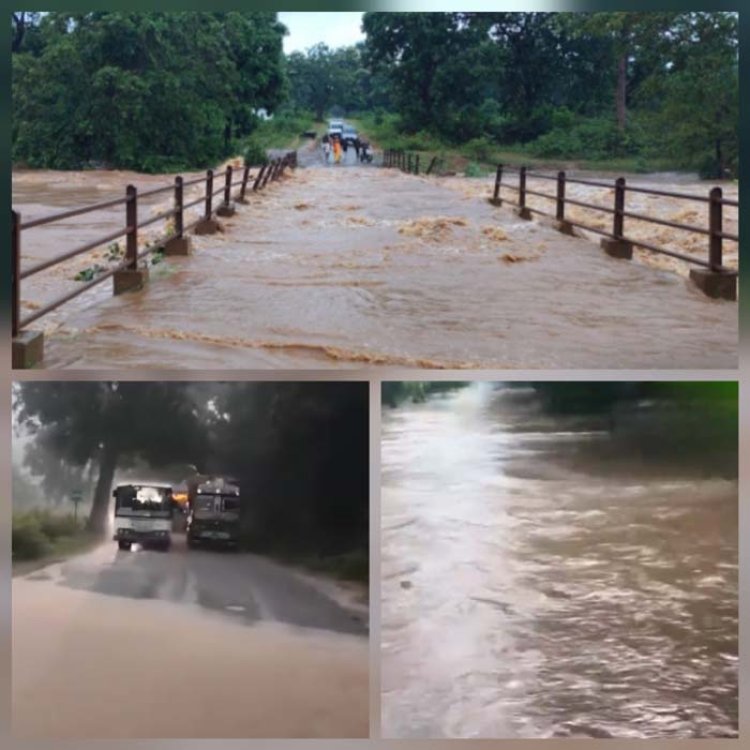 छत्तीसगढ़ के बस्तर में लगातार बारिश से नदी नाले उफान पर, सुकमा व दंतेवाड़ा के नेशनल हाइवे बंद