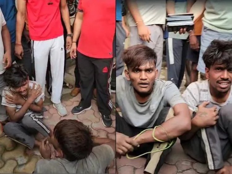 बच्चों को स्कूल छोड़ने गई महिला के साथ लूटपाट का प्रयास, दो बदमाशों को पकड़कर लोगो ने पीटा