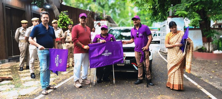जिलाधिकारी ने हरी झंडी दिखाकर अन्तरराष्ट्रीय पर्पल फेस्ट गोवा के लिए दिव्यांग कार अभियान यात्रा को रवाना किया