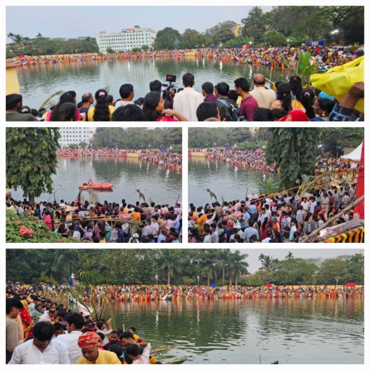 झारखंड की राजधानी रांची समेत राज्य भर में छठ व्रतियों ने डूबते सूर्य को अर्ध्य अर्पित किया