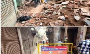 दालमंडी में वाहनों का आवागमन पूरी तरह से प्रभावित, गलियों ने फैला मलबा