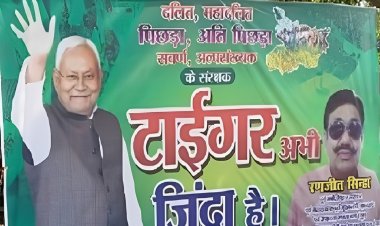 जदयू कार्यालय के बाहर लगा नीतीश का पोस्टर, लिखा टाइगर जिंदा है,राजद का तंज कल मिलेगा जबाव