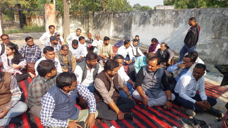 वेतन विसंगति को लेकर लेखपालों ने दिया धरना