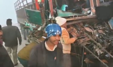 ब्रेक फेल होने से मार्बल लदा ट्रक हाइवा से टकराया, चालक गंभीर