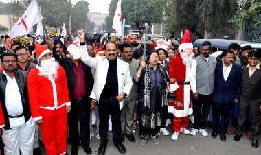 शहर में सुख शांति और एकता के लिए निकली ईसा मसीह की रैली