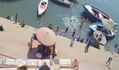 वाराणसी के मीर घाट पर एनडीआरएफ ने गंगा नदी में डूब रहे युवक को बचाया