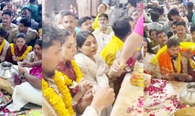 भारतीय क्रिकेटर कुलदीप यादव ने पत्नी संग किए बांके बिहारी के दर्शन