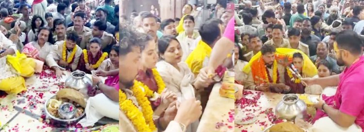 भारतीय क्रिकेटर कुलदीप यादव ने पत्नी संग किए बांके बिहारी के दर्शन