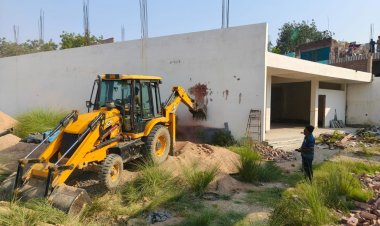 कानपुर विकास प्राधिकरण ने अवैध निर्माण और प्लाटिंग पर चलाया बुलडोजर