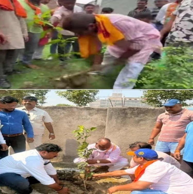 वाराणसी में जनप्रतिनिधियों ने पौधरोपण कर दिया एक पेड़ मां के नाम का संदेश
