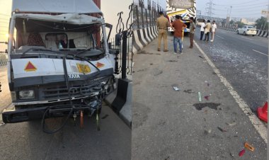 कैंटर ने बस में मारी टक्कर,परिचालक की मौत