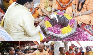 दूधेश्वरनाथ महादेव मठ मंदिर में सीएम याेगी ने किया जलाभिषेक