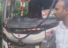 जौनपुर: बस की टक्कर से स्कूल वैन पलटी, सात बच्चे घायल