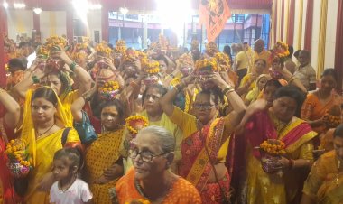 शिव महापुराण कथा से पहले निकली भव्य कलश यात्रा, जयकारों से गूंजा नगर