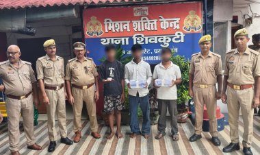 प्रयागराज : चेन लूटकांड में तीन आरोपित गिरफ्तार, तमंचे और बाइक बरामद