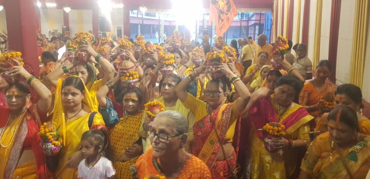 शिव महापुराण कथा से पहले निकली भव्य कलश यात्रा, जयकारों से गूंजा नगर