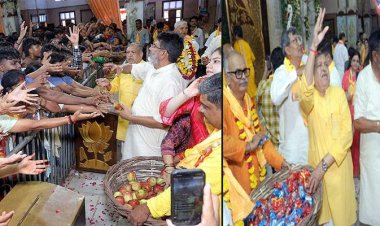 श्रीकृष्ण जन्मभूमि पर नन्दोत्सव की धूम, बधाई गायन और नृत्य-संकीर्तन से गूंजा भागवत भवन