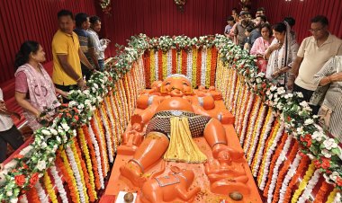 प्रयागराज के लेटे हनुमानजी की तर्ज पर धमतरी में विराजे 20 फीट लंबे लेटे हुए गणेशजी, दर्शन को उमड़ रहे श्रद्धालु