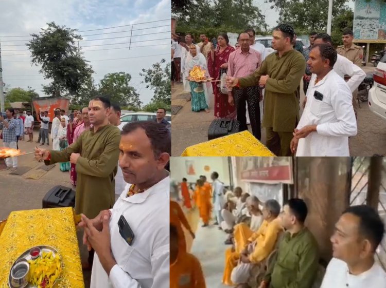 बरसाना में तेज प्रताप यादव ने टेका मत्था, संतों से लिया आशीर्वाद, गौमाता का किया पूजन