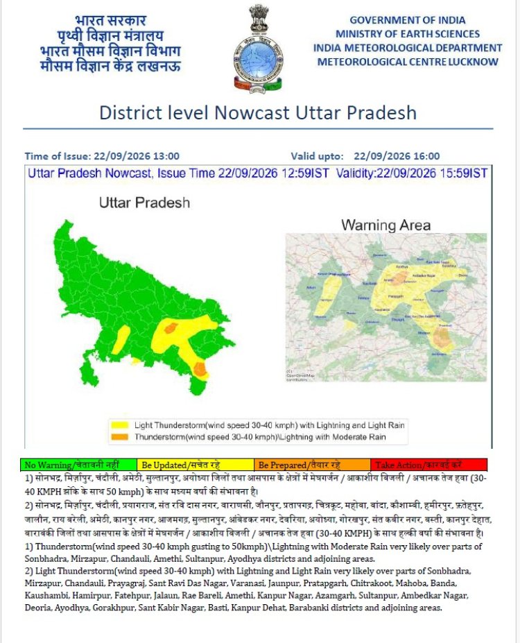प्रयागराज समेत कई जिलों में गरज-चमक के साथ हल्की बारिश के आसार, 40 KM तक चलेगी हवा